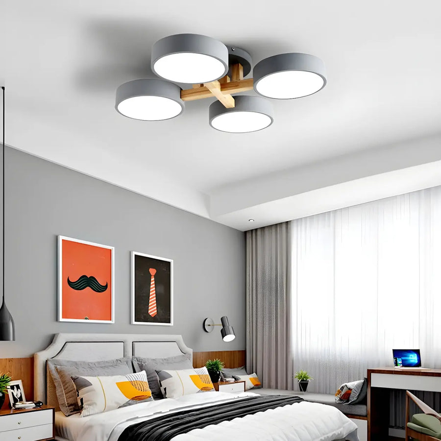 Nordic Round Wood Flush Mount Ceiling Light