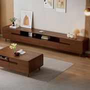 Nut-Brown Parlor Drawers Open Storage Wood TV Stand