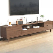 Nut-Brown Parlor Drawers Open Storage Wood TV Stand