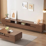 Nut-Brown Parlor Drawers Open Storage Wood TV Stand