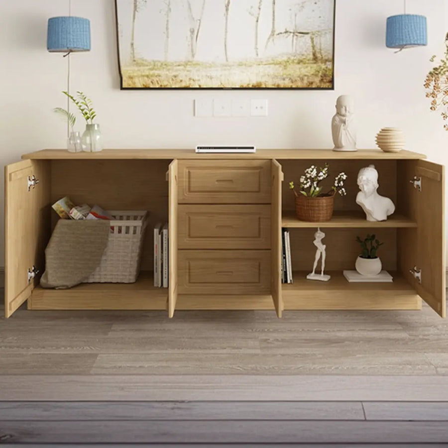 Nut-Brown Wood Drawers Cabinet Rectangle TV Stand