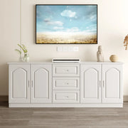 Nut-Brown Wood Drawers Cabinet Rectangle TV Stand