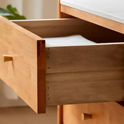 Nut-Brown Wood Drawers Open Storage TV Stand with Legs