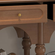 Nut-Brown Wood Foyer Storage Console Table with Shelves