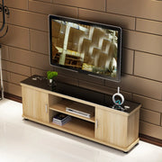 Off-White Artificial Wood Open Storage Cabinet TV Stand