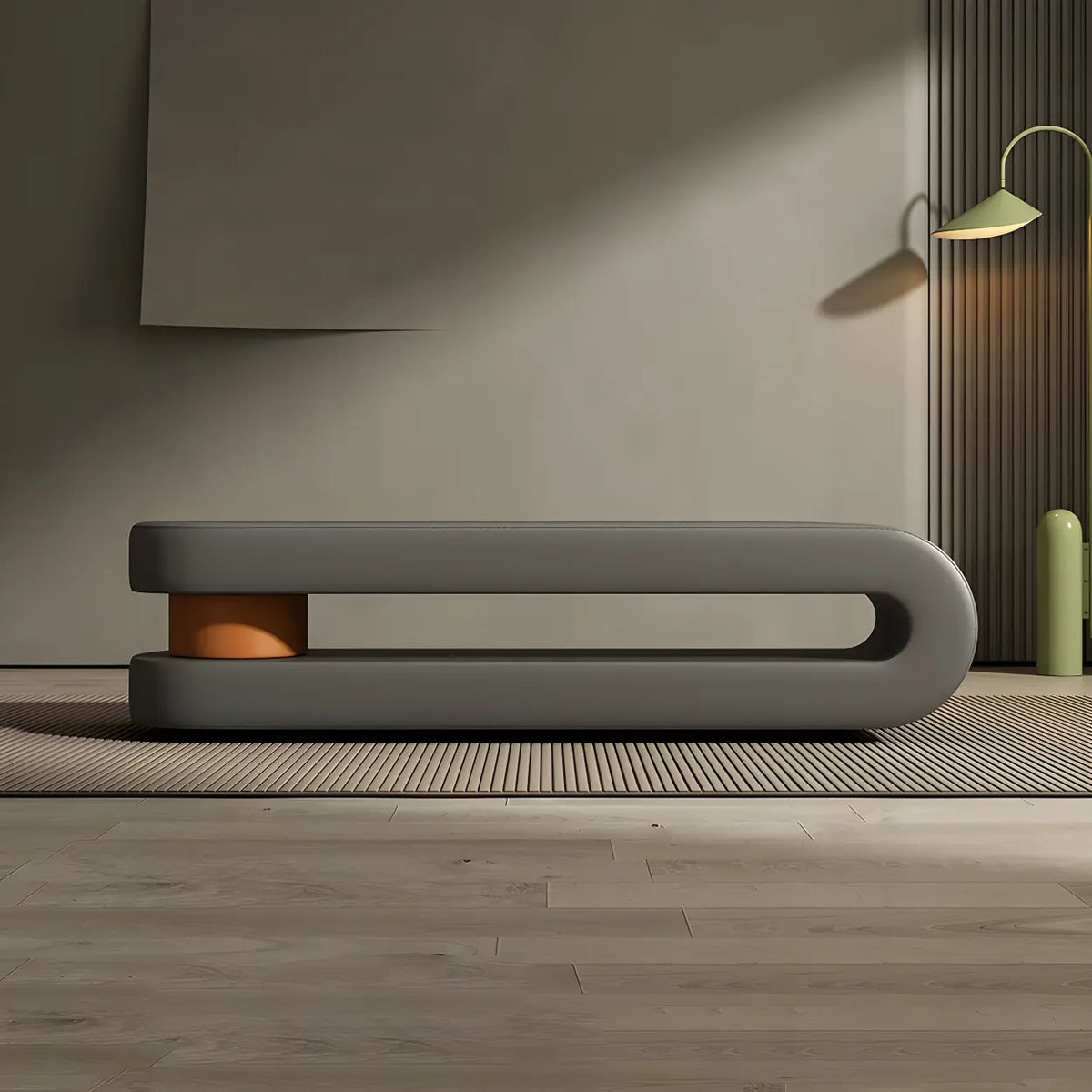 Off-White Faux Leather Upholstered Bedroom Bench