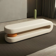 Off-White Faux Leather Upholstered Bedroom Bench