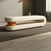 Off-White Faux Leather Upholstered Bedroom Bench