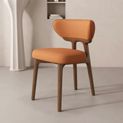 Off-White Upholstered Backrest Wooden Dining Chair