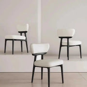 Off-White Upholstered Backrest Wooden Dining Chair