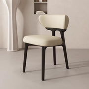 Off-White Upholstered Backrest Wooden Dining Chair