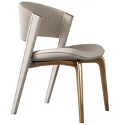 Open Back Faux Leather Seat Metal Dining Chairs Beige
