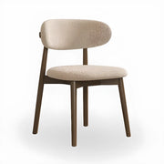 Open Back Round Padded Seating Wood Dining Chair Beige