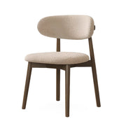 Open Back Round Padded Seating Wood Dining Chair Beige