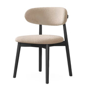 Open Back Round Padded Seating Wood Dining Chair Beige
