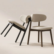 Open Back Round Padded Seating Wood Dining Chair Beige
