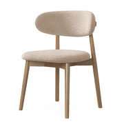 Open Back Round Padded Seating Wood Dining Chair Beige