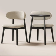 Open Back Round Padded Seating Wood Dining Chair Beige