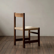 Open Braided Rope Seat Rectangle Wood Dining Chair