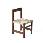 Open Braided Rope Seat Rectangle Wood Dining Chair