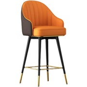 Curved Leather Tall Bistro Stool with Armrest