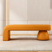 Orange Sherpa Upholstered Short Height Bedroom Bench