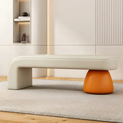 Orange Sherpa Upholstered Short Height Bedroom Bench