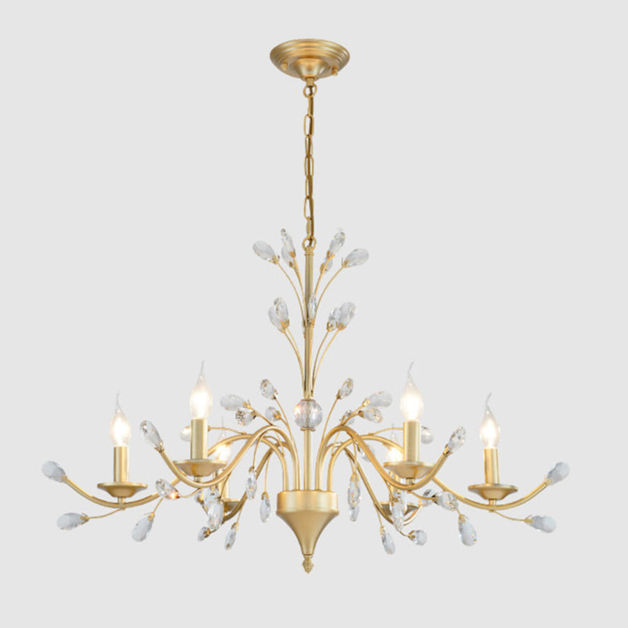 Organic Art Deco Branch Tree Candle Crystal Chandelier