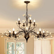 Organic Art Deco Branch Tree Candle Crystal Chandelier