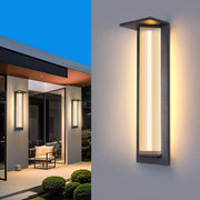 Outdoor Ribbed Glass Black Vertical Wall Sconce