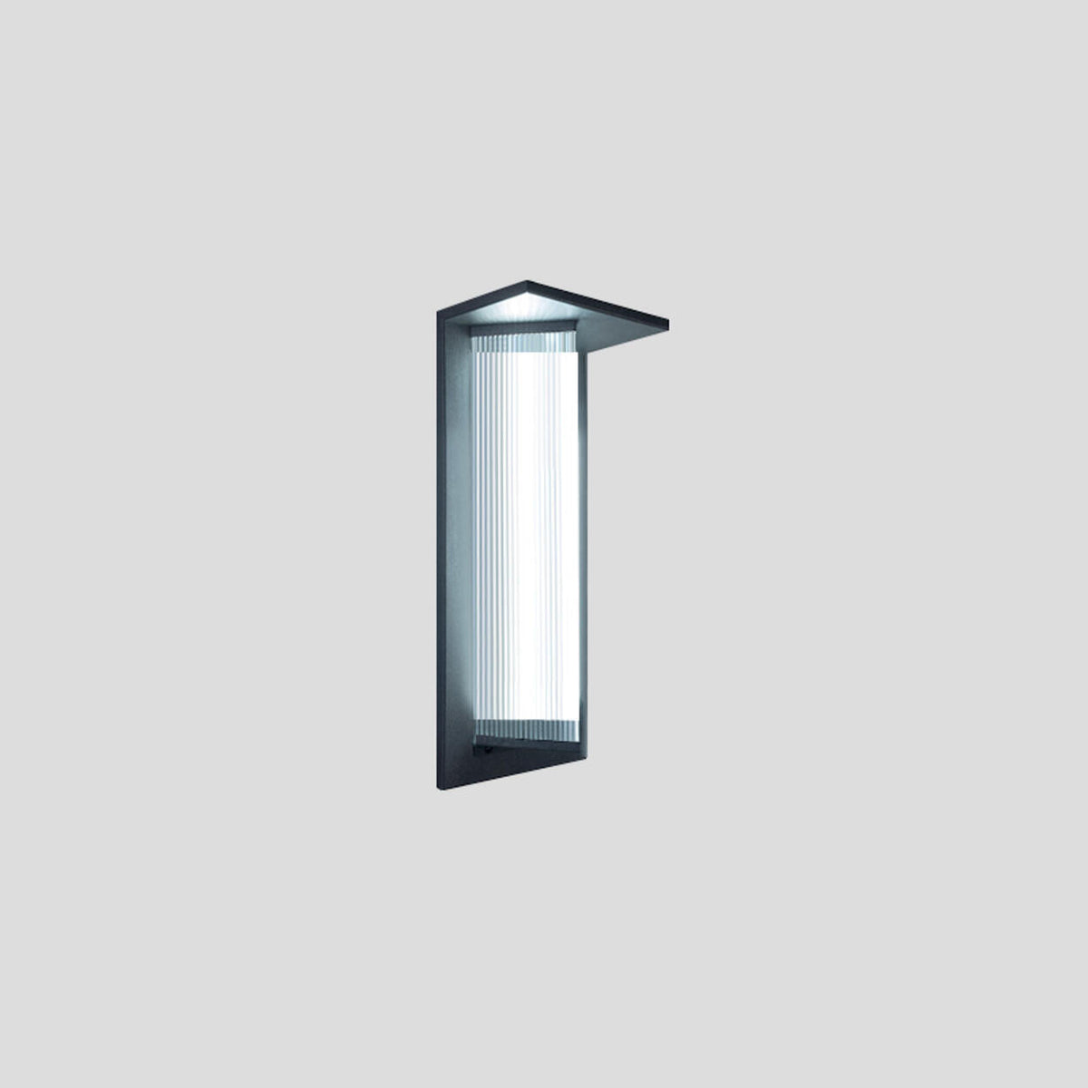 Outdoor Ribbed Glass Black Vertical Wall Sconce