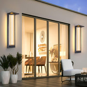 Outdoor Ribbed Glass Black Vertical Wall Sconce