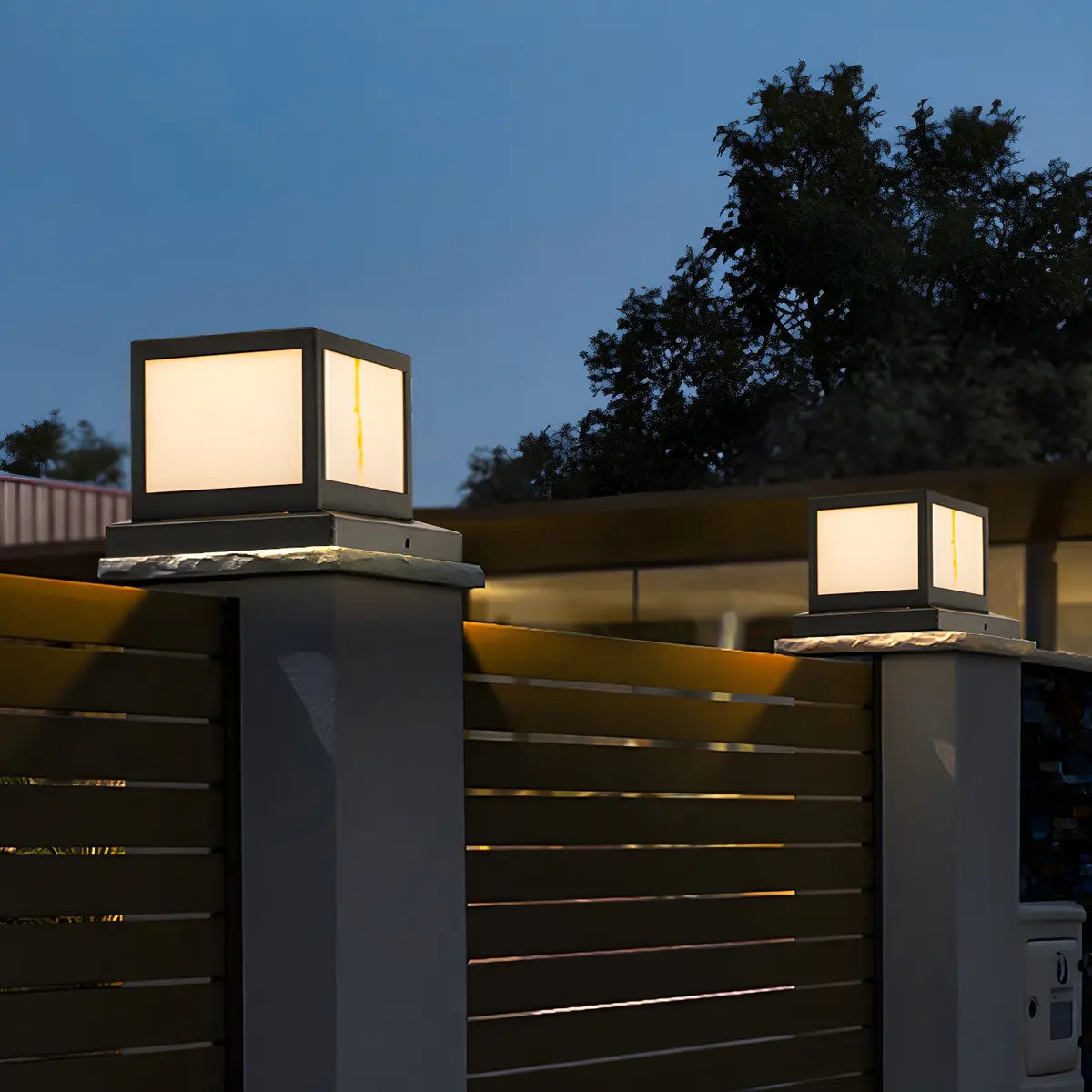 Faux Alabaster Outdoor Waterproof Solor Pillar Light