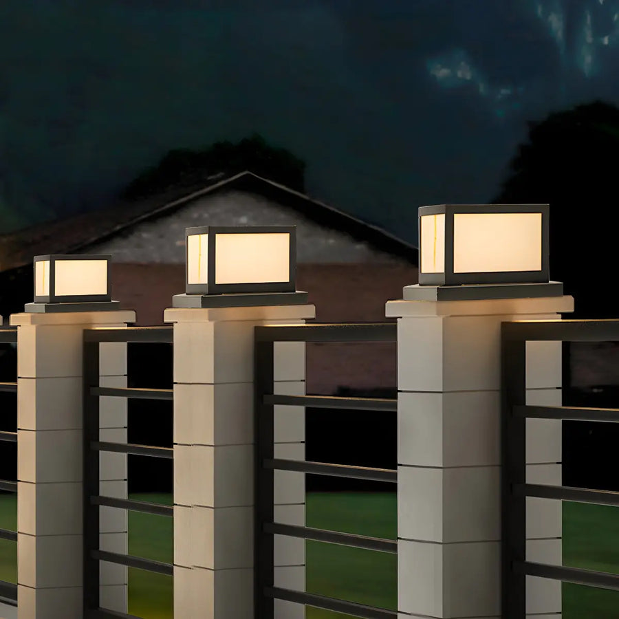 Faux Alabaster Outdoor Waterproof Solor Pillar Light