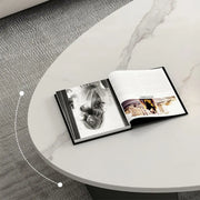 Oval Scratch Resistant Stone Top Iron Base Coffee Table