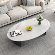 Oval Scratch Resistant Stone Top Iron Base Coffee Table
