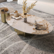 Pandora Gold Scratch Resistant Stone Oval Coffee Table