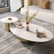 Pandora Gold Scratch Resistant Stone Oval Coffee Table