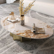 Pandora Gold Scratch Resistant Stone Oval Coffee Table