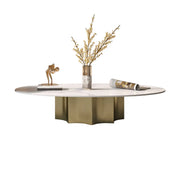 Pandora Gold Scratch Resistant Stone Oval Coffee Table