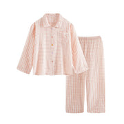 Long-Sleeve Pastel Gingham Pajama Set