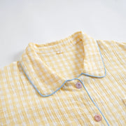 Long-Sleeve Pastel Gingham Pajama Set