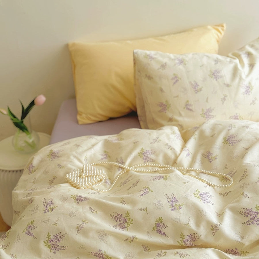 Lavender Bloom Floral Cotton Bedding Set