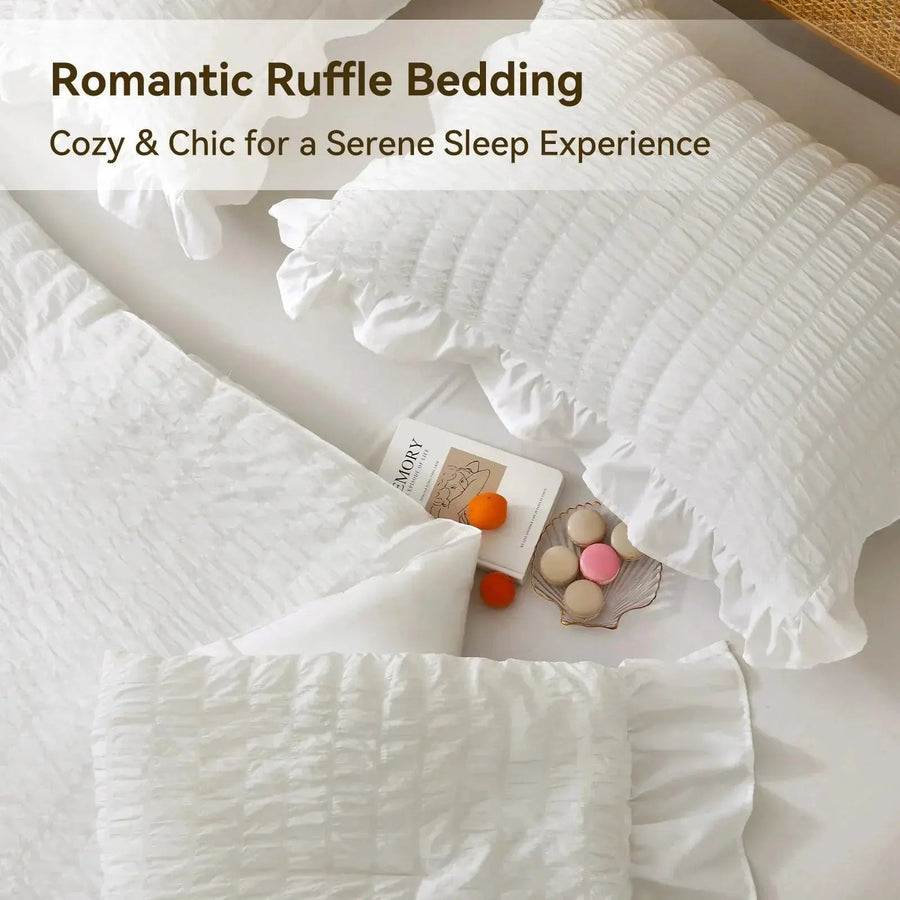 Sleepwyn Korean Lace Seersucker Bedding Set
