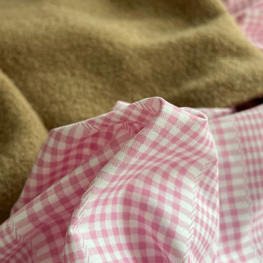 Pink Gingham Stripes Bedding Set