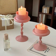 Pink Swirl Glass Candle Holder