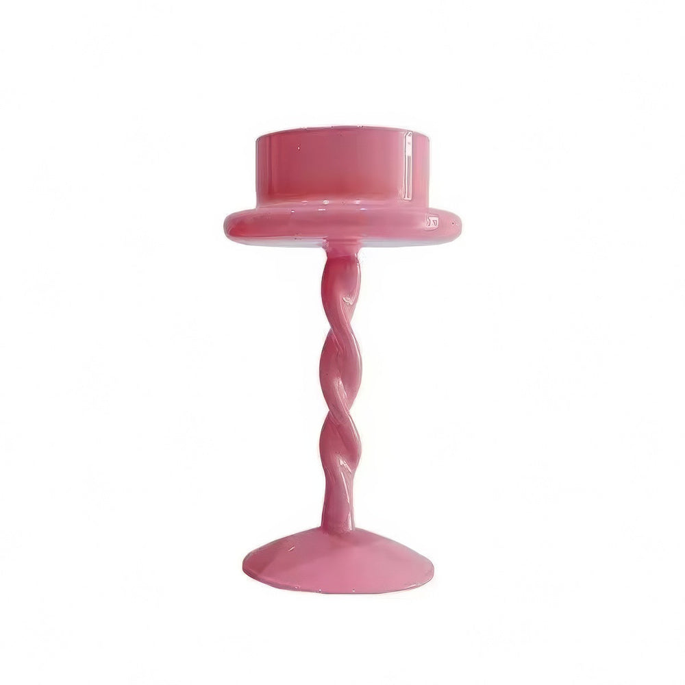 Pink Swirl Glass Candle Holder