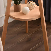 Pleated Cone Wooden Tripod Floor Lamp with Shelf