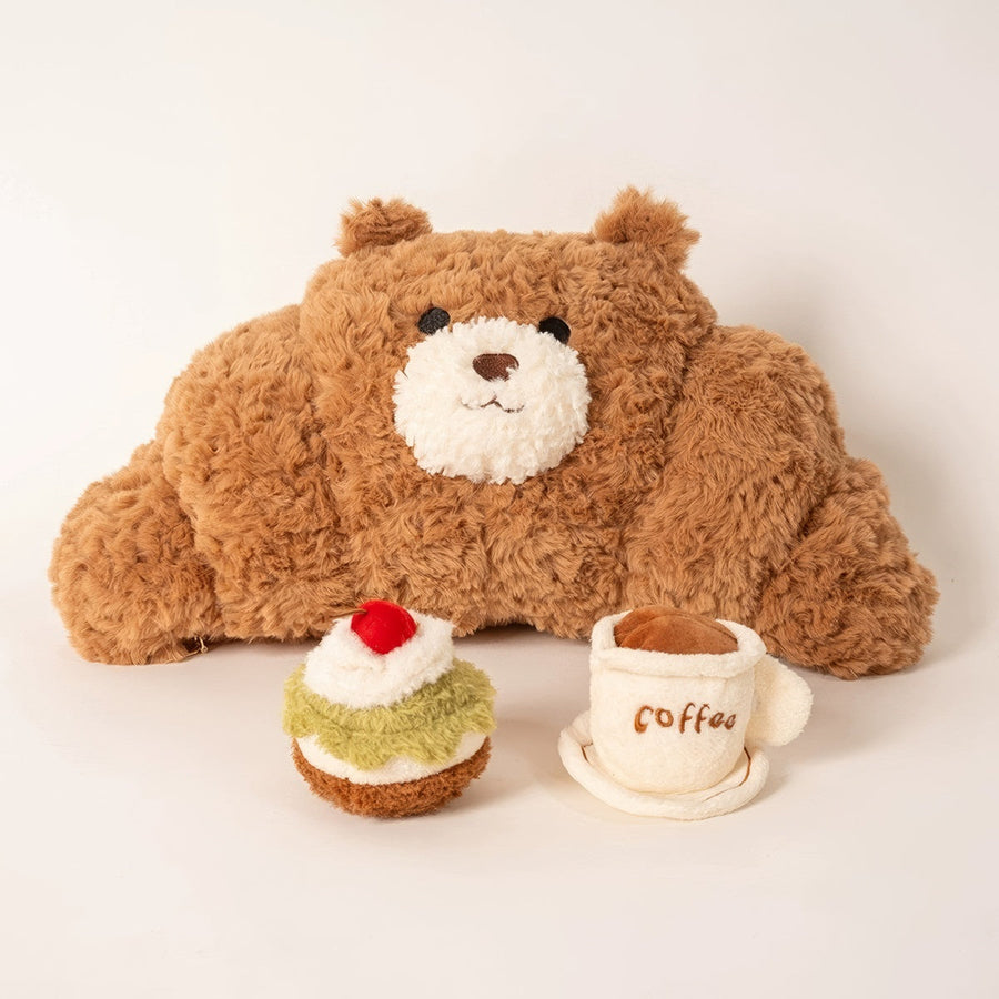 Bear-Croissant with Coffee & Cake Plush Toy