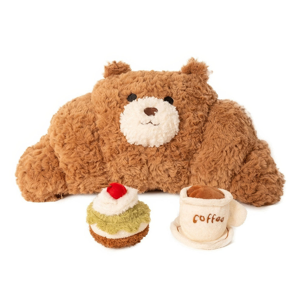 Bear-Croissant with Coffee & Cake Plush Toy